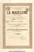 La Madeleine S.A. (fonderies - ateliers de construction et de réparations)